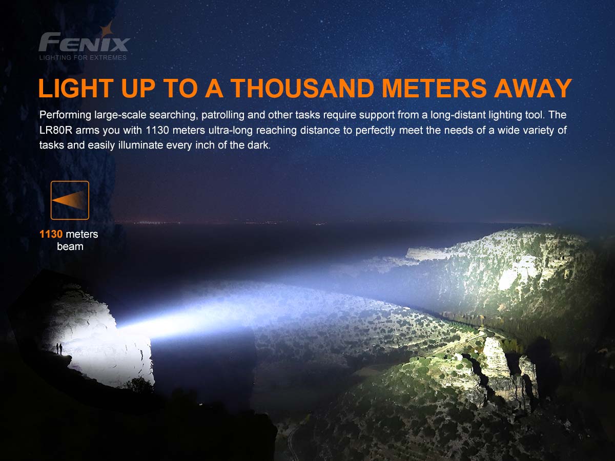 Fenix LR80R Rechargeable Flashlight - 18000 Lumens Ultra Bright LED Spotlight for Camping, Hiking, Emergency & Outdoor Adventures