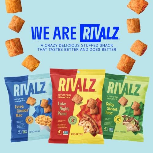 Extra Chedda' Mac High Protein Vegan Snacks - Gluten Free, Non-GMO, Plant Based Stuffed Snacks with Zero Added Sugar - Healthy Low Glycemic Snacks for Adults & Kids - 15 Count by Rivalz - Perfect for On-the-Go, Lunchboxes & Post-Workout Fuel