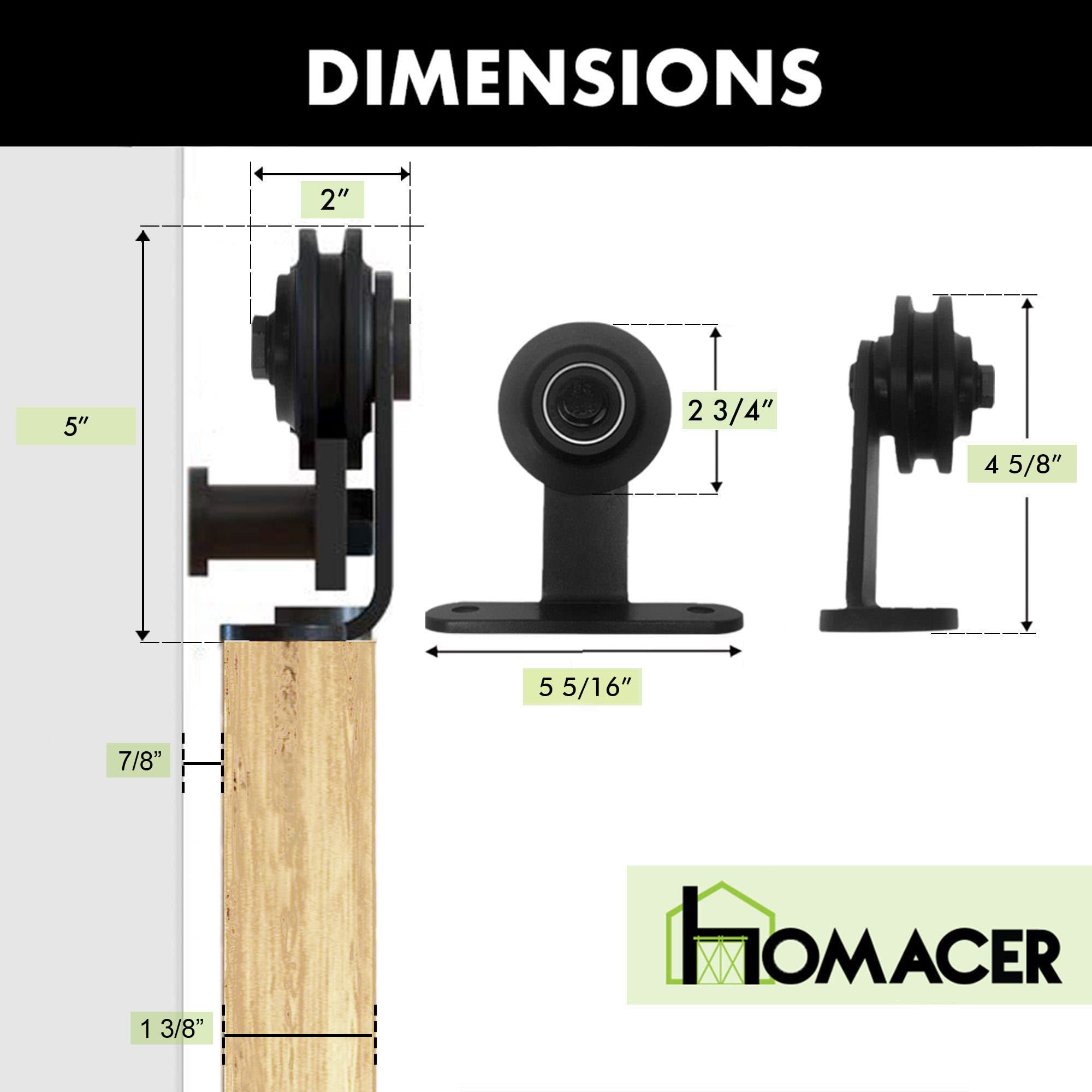 Homacer Black Rustic Non-Bypass Sliding Barn Door Hardware Kit - Single Door System for 30