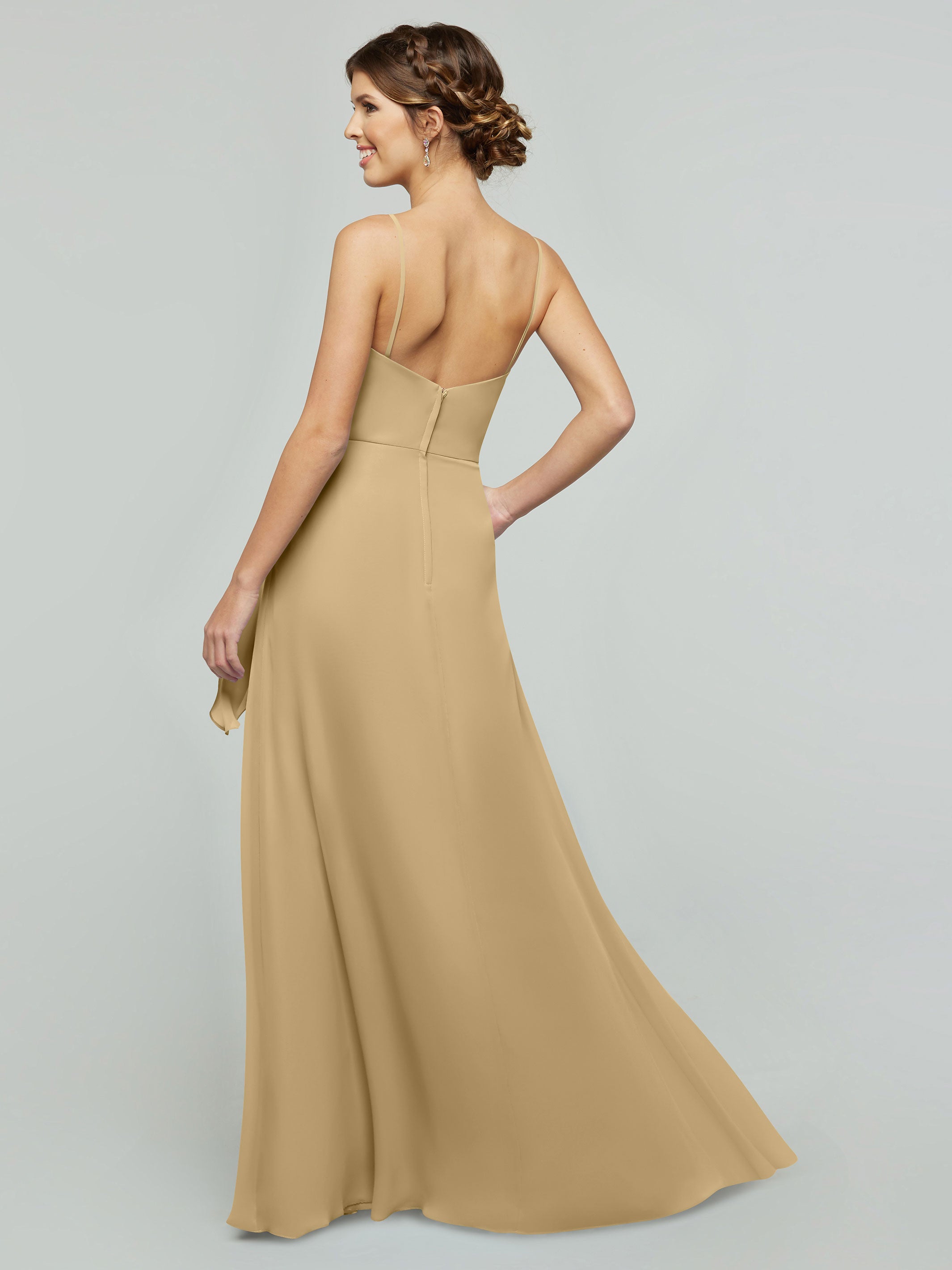 Elegant 80182 Chiffon A-Line Bridesmaid Dress with V-Neck & Spaghetti Straps - Perfect for Weddings, Formal Events & Special Occasions