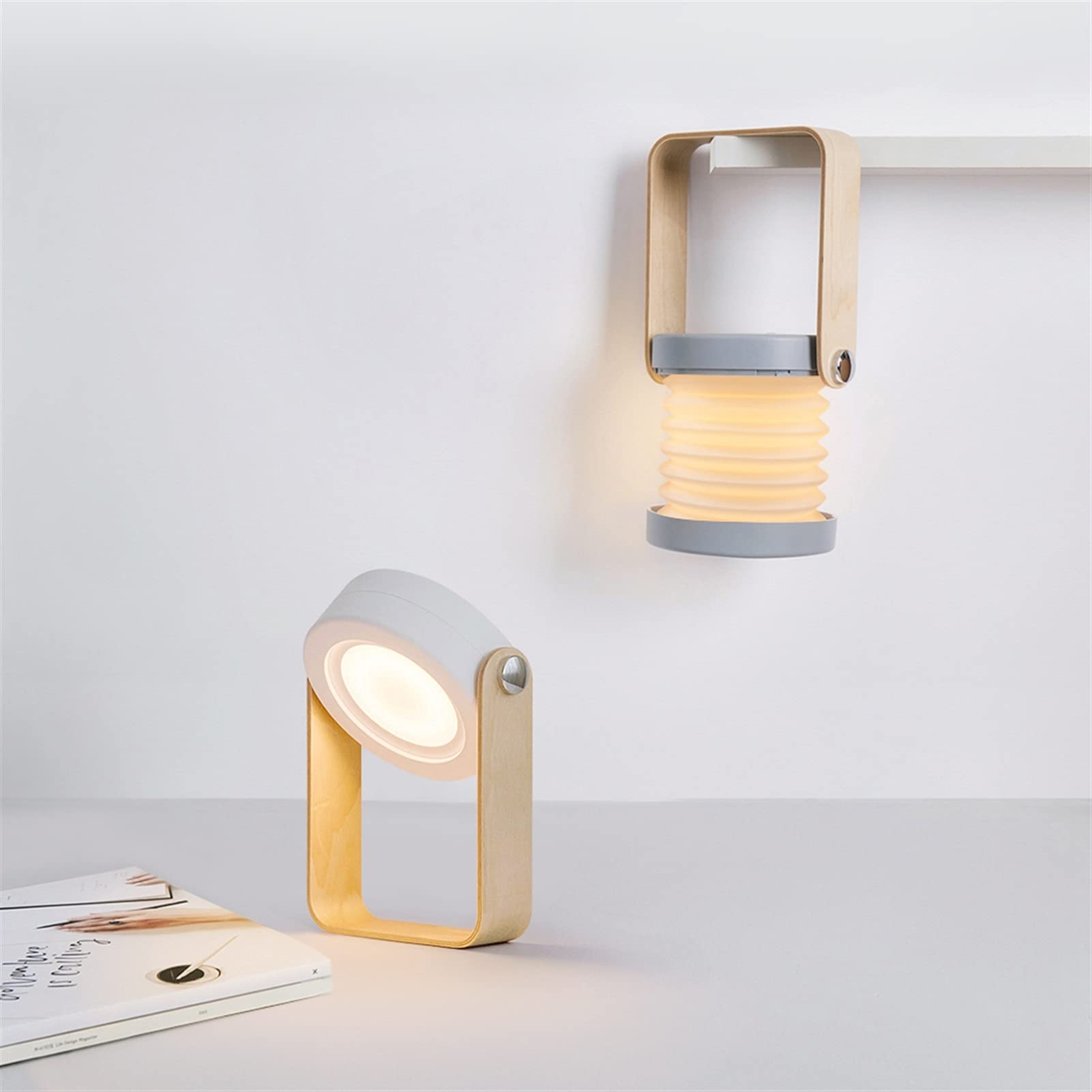 Foldable LED Table Lamp with USB Rechargeable Battery & Touch Dimmer - Portable Bedside Reading Light, Desk Lamp for Home Office, Farmhouse Decor (Gray, Warm White) | Perfect for Night Reading, Camping & Emergency Lighting