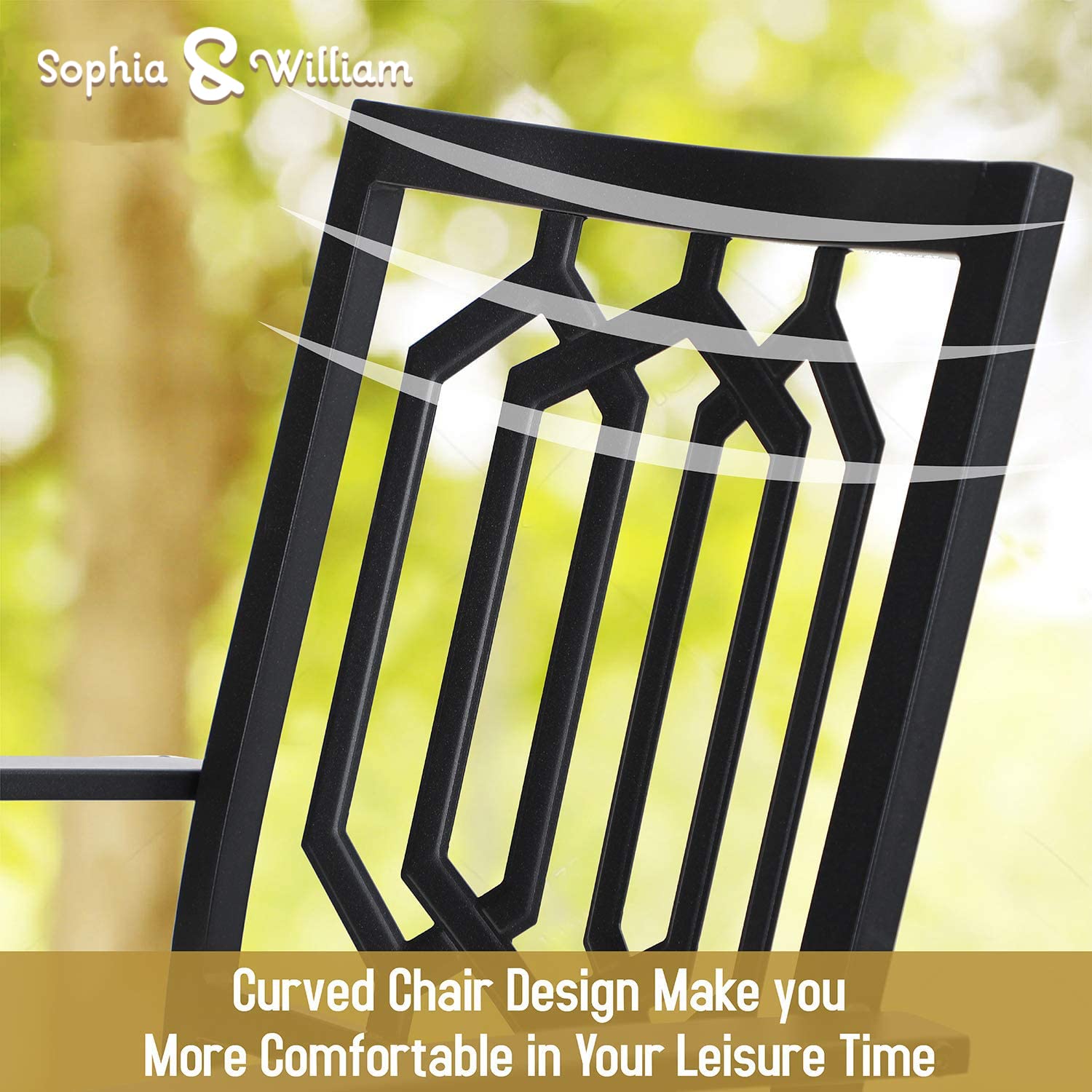 Sophia & William 3-Piece Patio Bistro Set - 2 Stackable Metal Chairs & Round Side Table - Outdoor Furniture for Backyard, Balcony, Garden & Indoor Use - Perfect for Relaxing, Dining & Entertaining