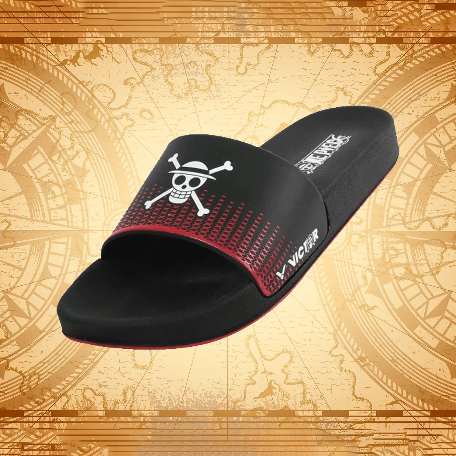 One Piece Anime Sandals - Victor x One Piece Collaboration Black (007OP) - Perfect for Cosplay, Anime Conventions, and Summer Outfits
