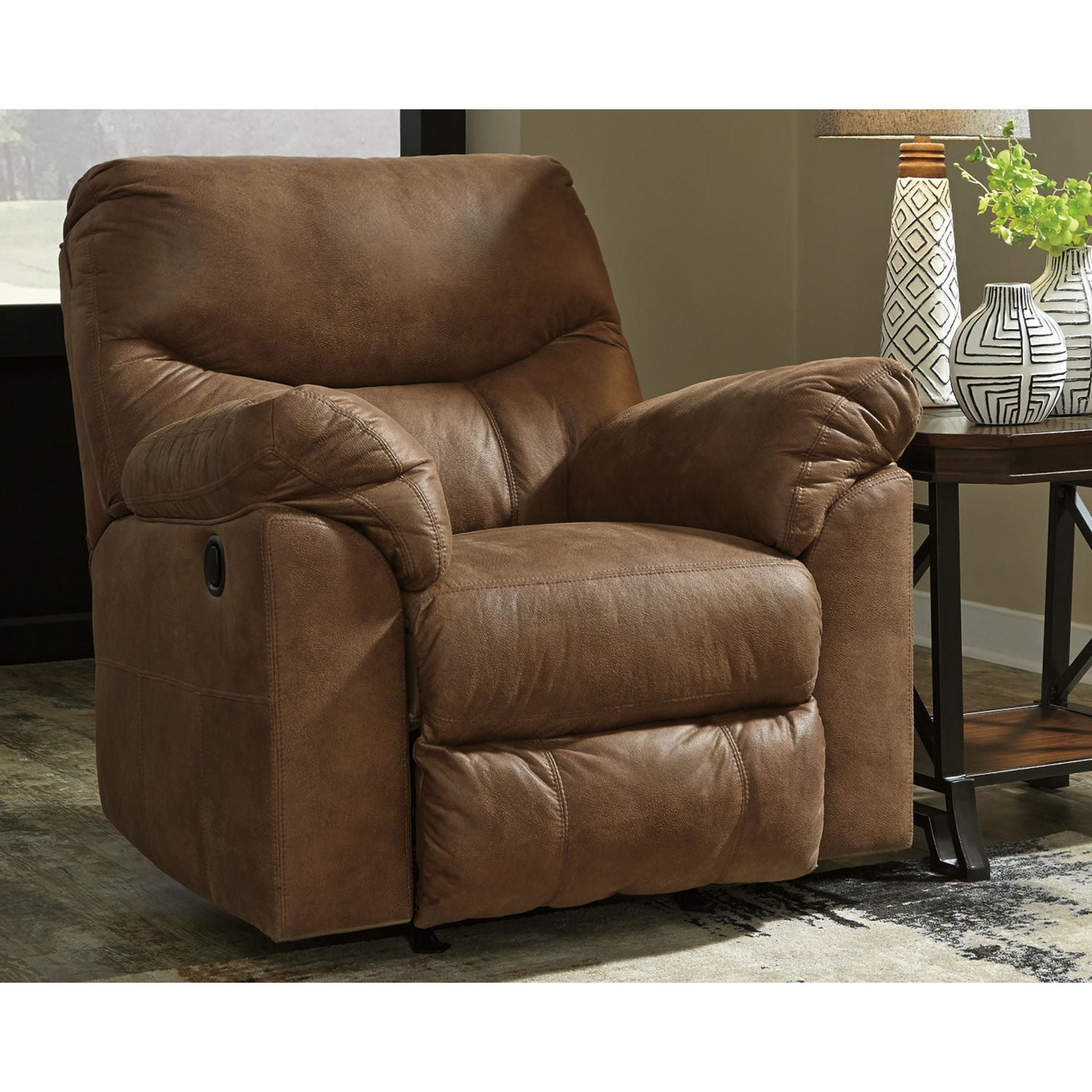 Boxberg Rocker Recliner Chair - Comfortable Leather Rocking Recliner with Padded Seat & Backrest - Perfect for Living Room, Bedroom, or Nursery Relaxation
