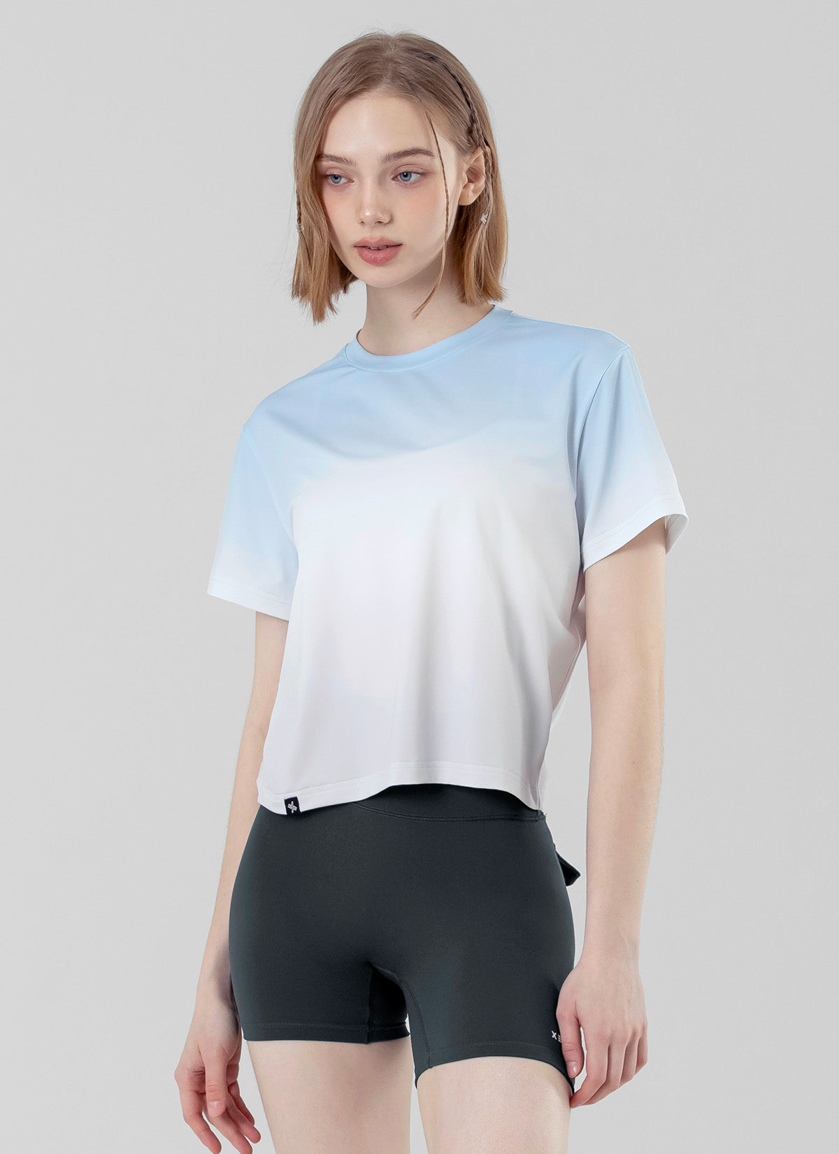 Stylish Ice Feather Ombre Crop Short Sleeve Top for Women | Trendy Summer Fashion | Perfect for Beach Outings, Music Festivals & Casual Wear