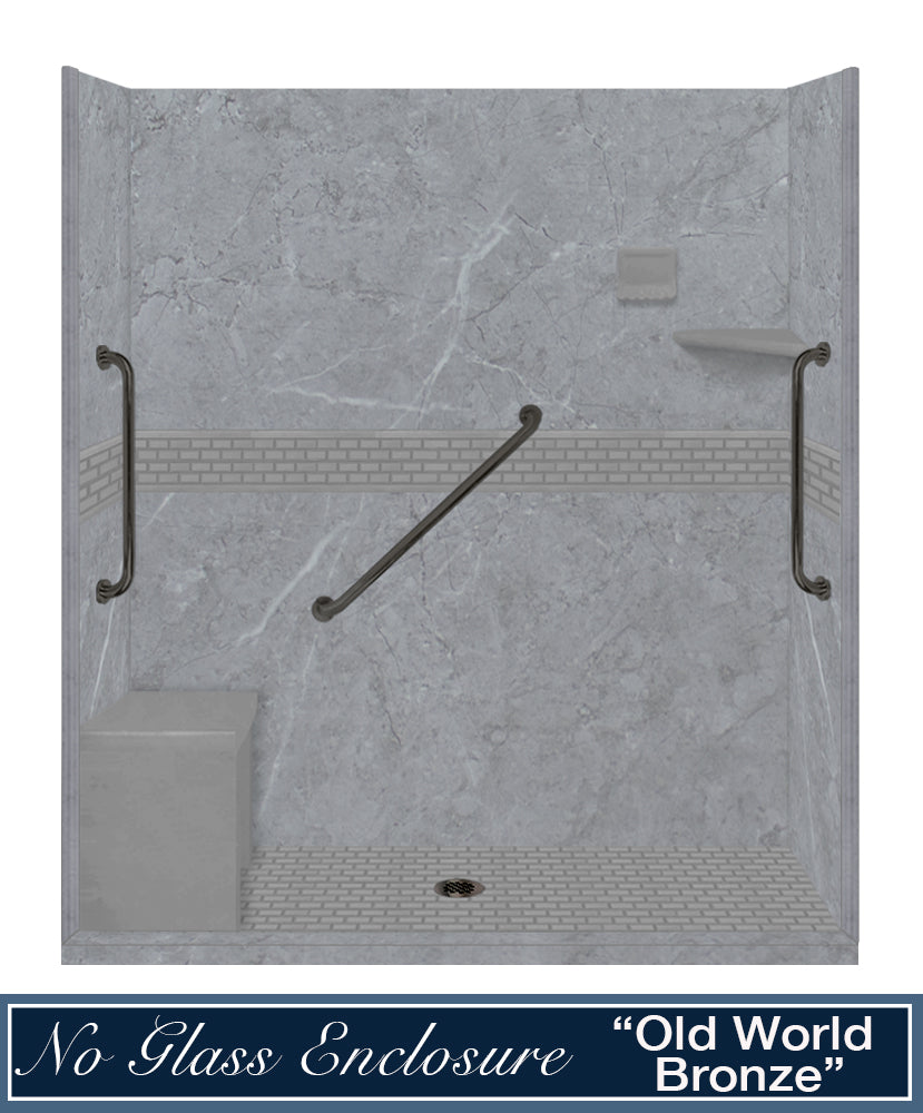 Freedom Grio Marble Classic Alcove Shower Enclosure Kit - Waterproof Bathroom Upgrade for Modern Homes, Easy Installation & Durable Design, Perfect for Small Spaces & Renovations