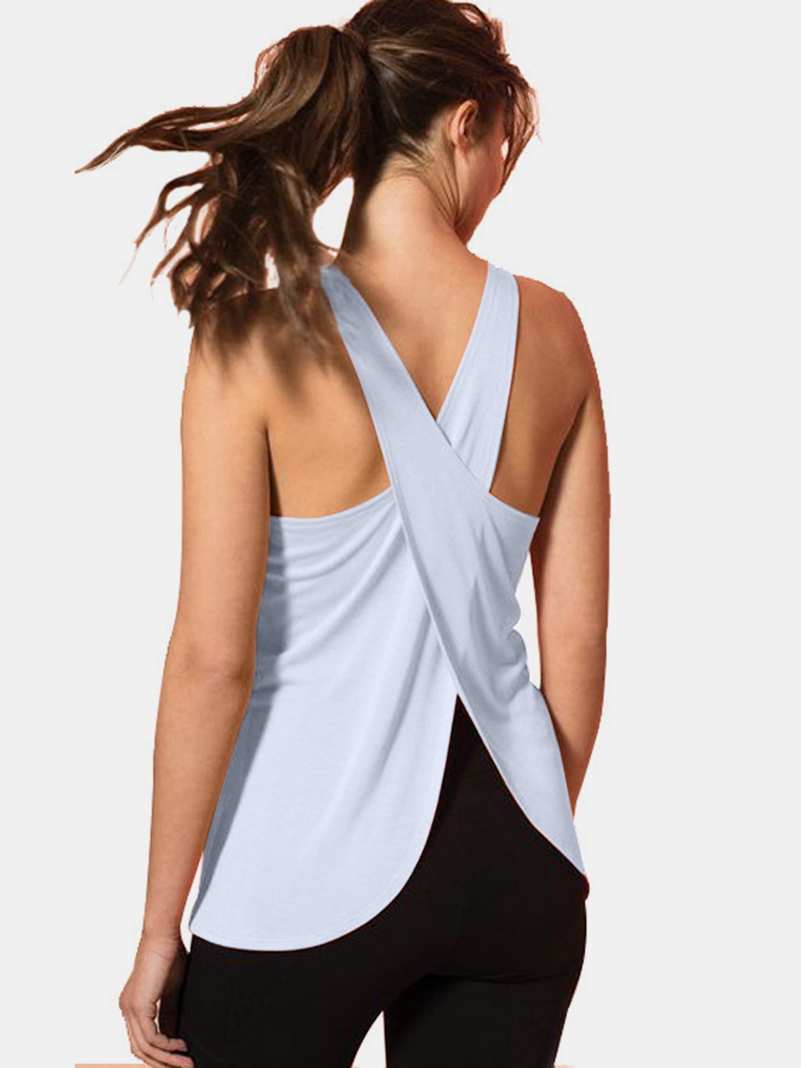 Crisscross Scoop Neck Active Tank Top - Women's Workout & Yoga Shirt for Running, Gym & Lounge Wear