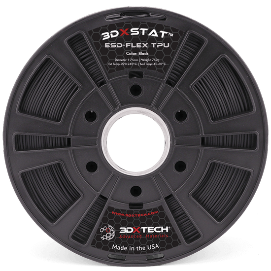 3DXSTAT ESD Flex Filament 1.75mm 750g Black - Anti-Static 3D Printing Filament for Electronics, Robotics & Sensitive Components
