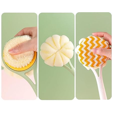 KARTCITY Long Handle Shower Brush with Detachable Head - Exfoliating Body Scrubber for Deep Cleaning, Back Scrubber for Men & Women - Perfect for Bath, Shower and Spa Exfoliation