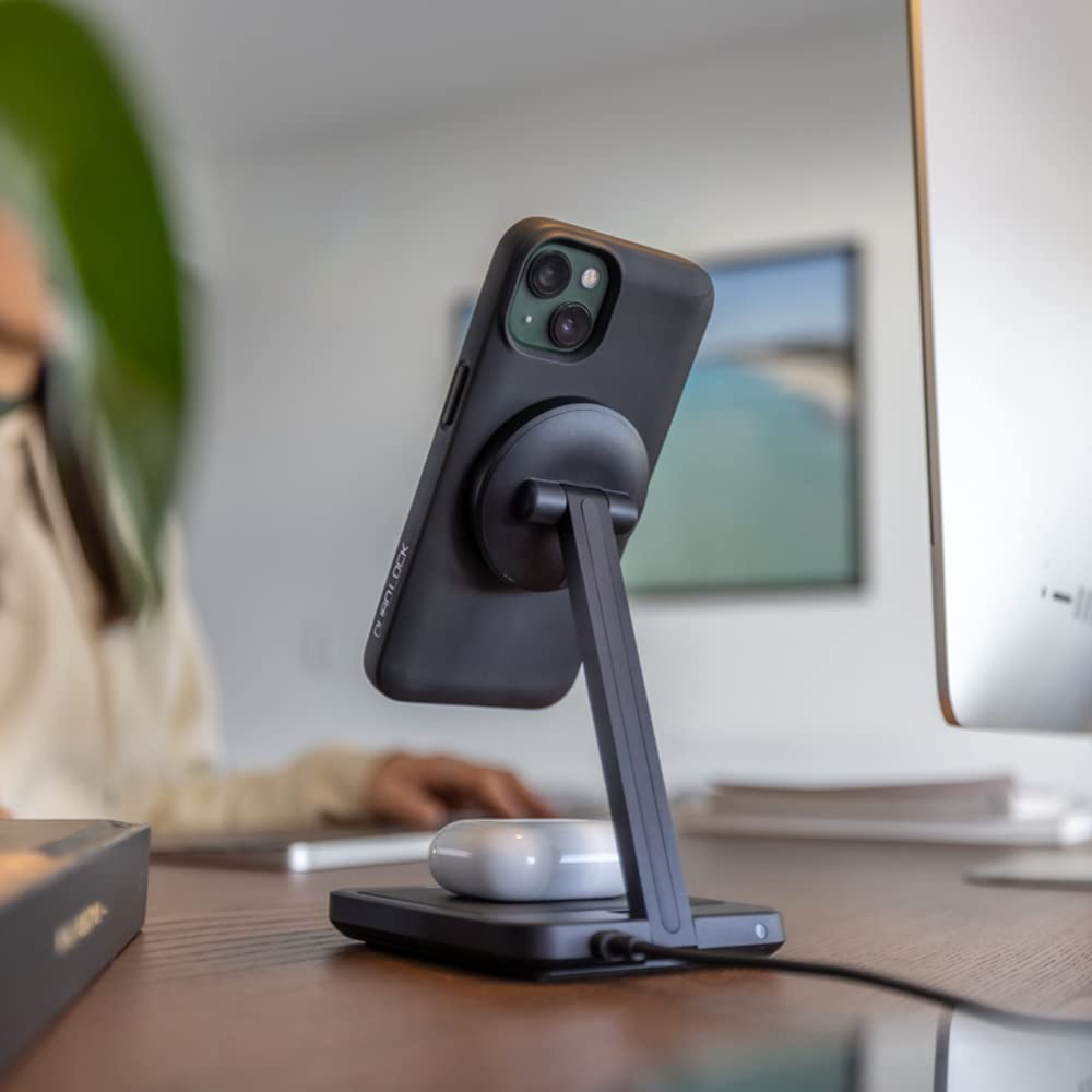 Quad Lock MAG Dual Desktop Wireless Charger with 30W Fast Charging - Perfect for Home, Office & Car Use | Compatible with iPhone & Android Phones