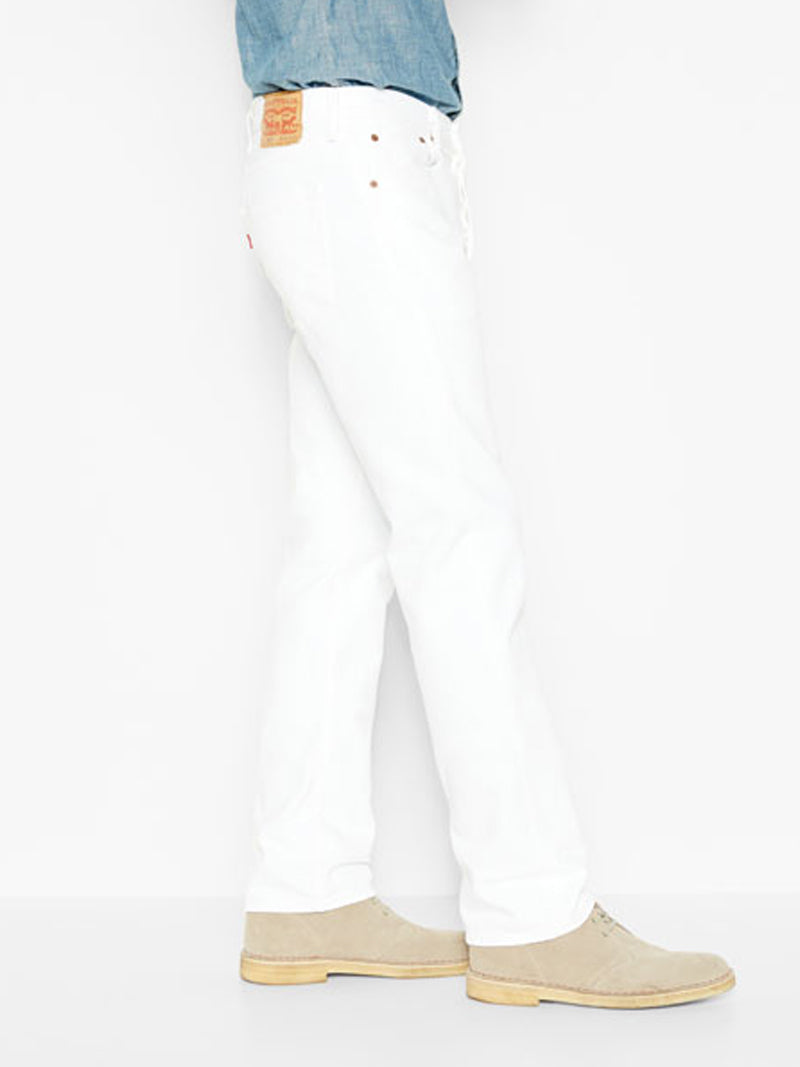 Levi's Men's 501 Original Fit Jeans - Classic Straight Leg Denim Pants in White for Casual Wear & Everyday Style