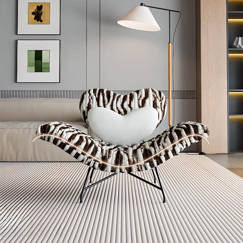 Minimalist Striped Lounge Chair with Midnight Black Pillow Back - Reclining Sofa with Removable Slipcover & Cushion - Perfect for Living Room, Bedroom or Office Relaxation
