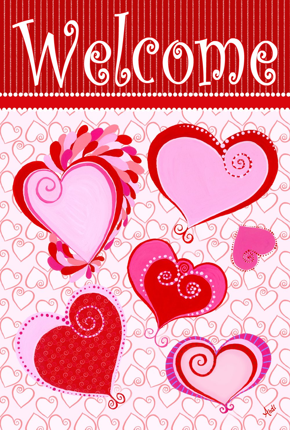 Toland Home Garden 1010273 Double Sided Valentine's Day Garden Flag - 28x40 Inch Outdoor Decorative Paper Hearts Yard Flag for House, Porch & Lawn - Perfect for Valentine's Day Decorations & Seasonal Outdoor Festivities