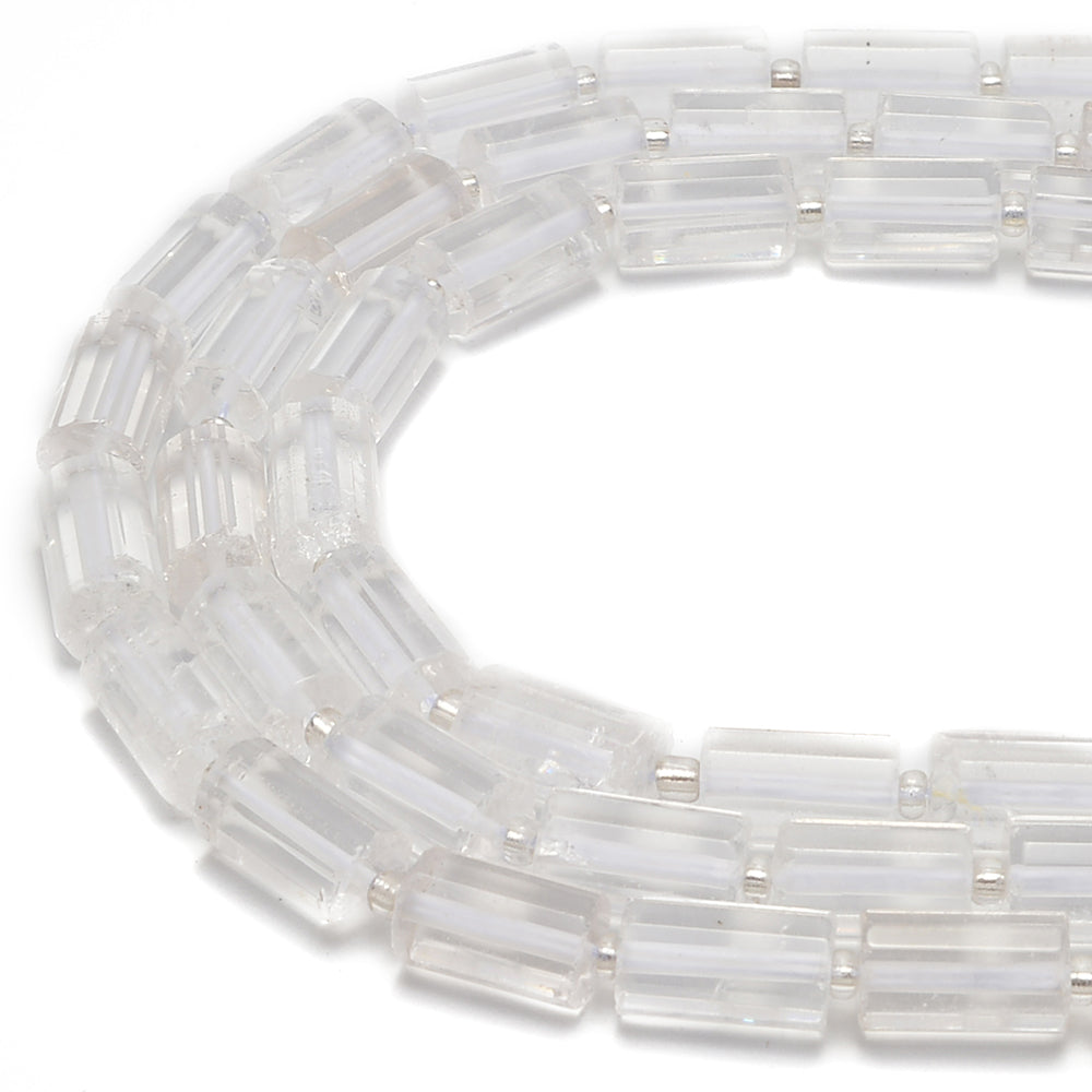10x16mm Clear Quartz Faceted Cylinder Beads - 15.5 Inch Strand for Jewelry Making, DIY Crafts & Healing Crystal Decor