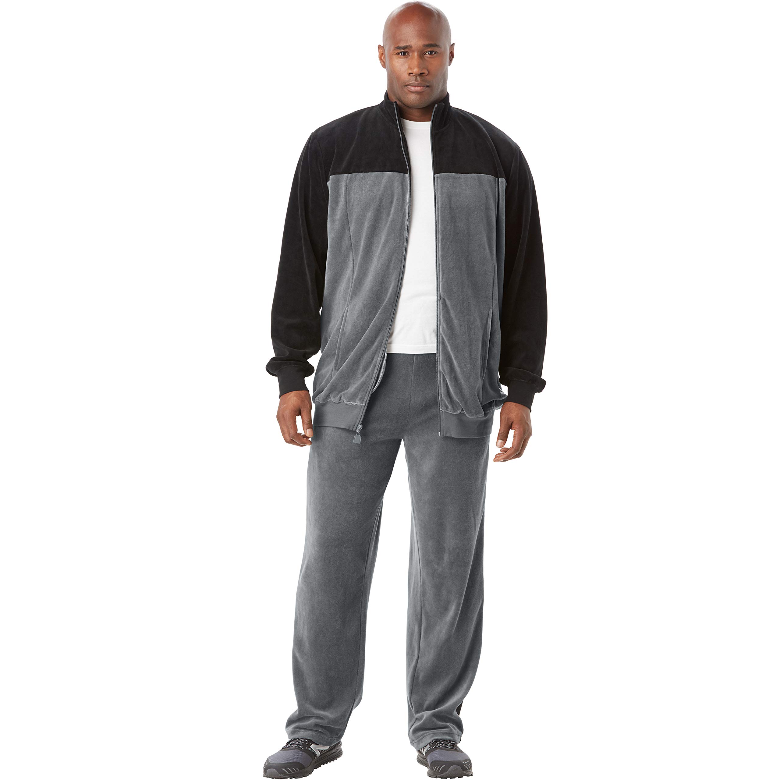 KingSize Men's Big & Tall Colorblock Velour Tracksuit - Comfortable Lounge & Athletic Wear for Plus Size Men - Perfect for Casual Outings, Gym, and Relaxation at Home