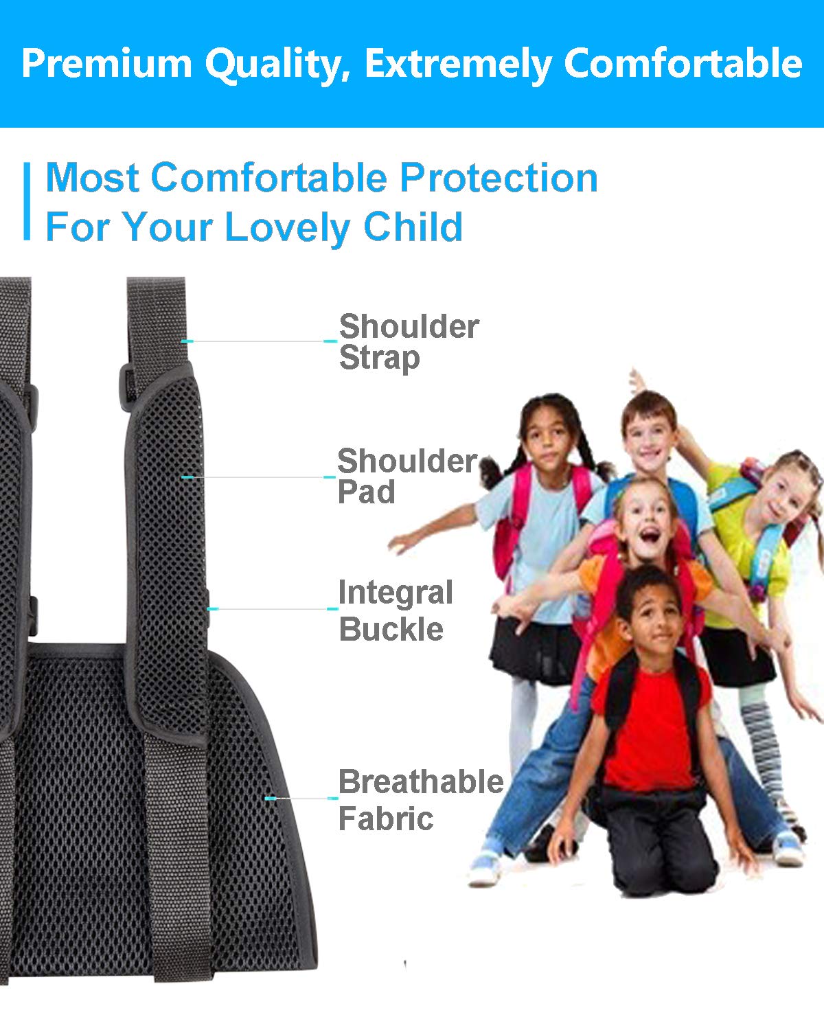 **Kids Arm Sling - Breathable & Adjustable Pediatric Shoulder Support for Broken, Fractured Arm & Elbow Injury - Soft & Comfortable Medical Immobilizer Band for Children - Ideal for Sports, Play & Recovery**
