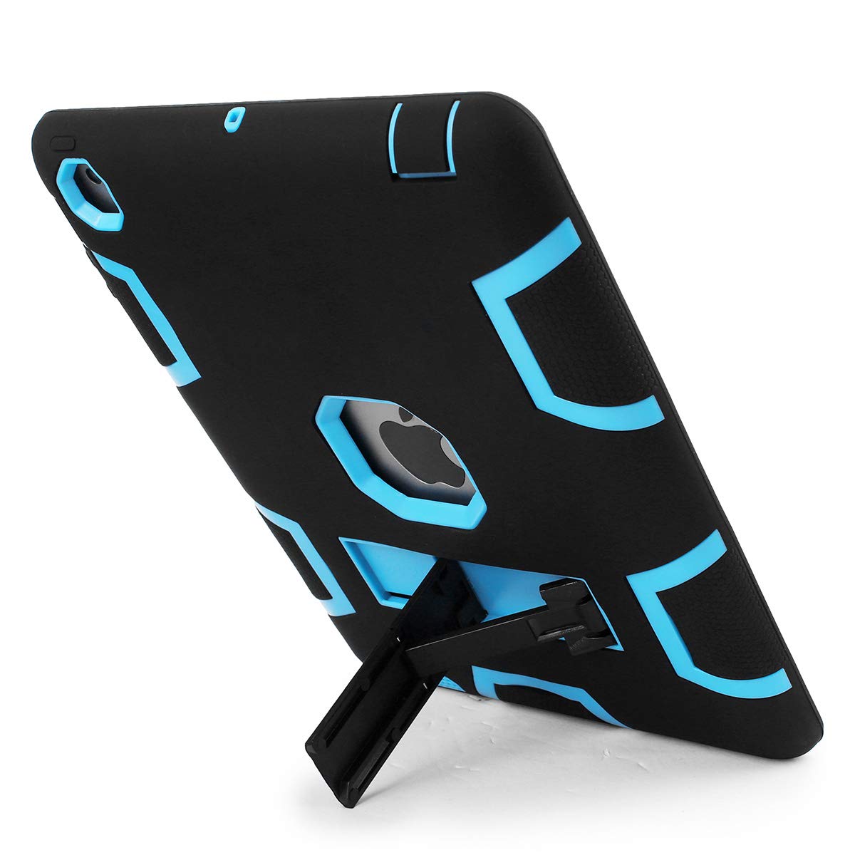 AICase Rugged Hybrid 3-Layer Protective Case with Kickstand & Stylus for iPad 2/3/4 - Shockproof Heavy Duty Armor Cover (Black+Light Blue) | Perfect for Work, Travel & Outdoor Adventures