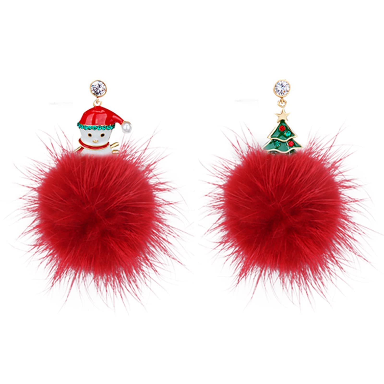 Festive White Pom Pom Christmas Earrings for Women - Cute Snowman & Christmas Tree Dangle Earrings - Soft Yarn Pompom Holiday Jewelry Gift for Girls & Women (Perfect for Christmas Parties, Gift Exchanges & Festive Outfits)