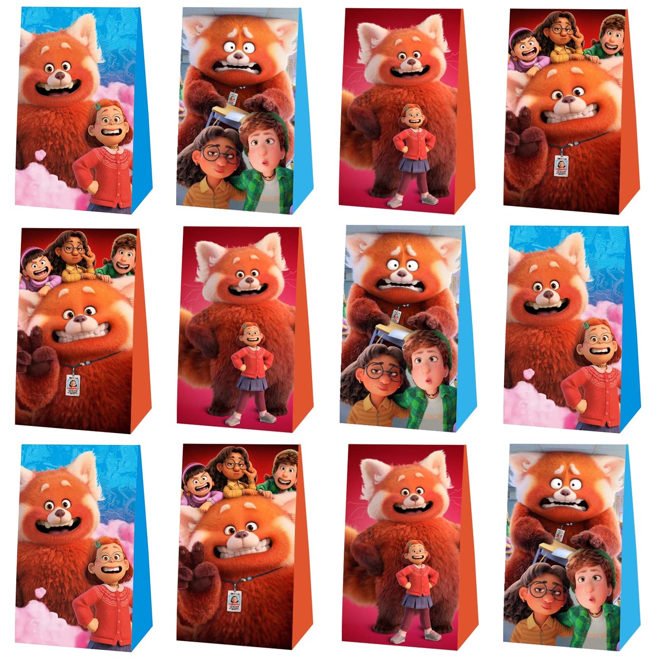 12 Pack Red Panda Party Favor Gift Bags - Cute Animal Themed Birthday Party Supplies for Kids | Perfect for Birthday Celebrations, Movie Nights & Themed Events
