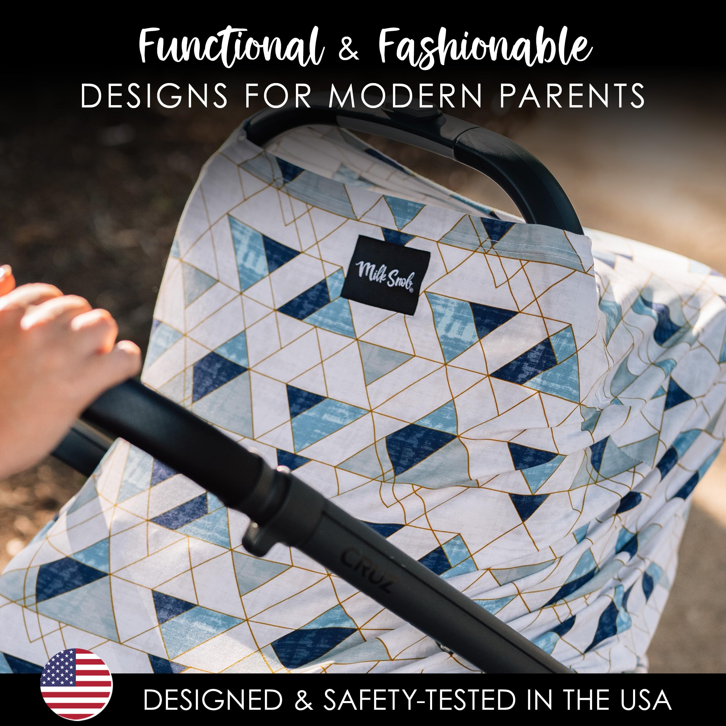 Milk Snob Original 5-in-1 Nursing Cover - Breastfeeding Cover, Baby Car Seat Canopy, Stroller Cover & Infant Carrier Cover - Soft Stretch Fabric for Comfort - Perfect Baby Shower Gift for New Moms (Levi) - Ideal for Nursing in Public, Car Travel & Stroller Outings