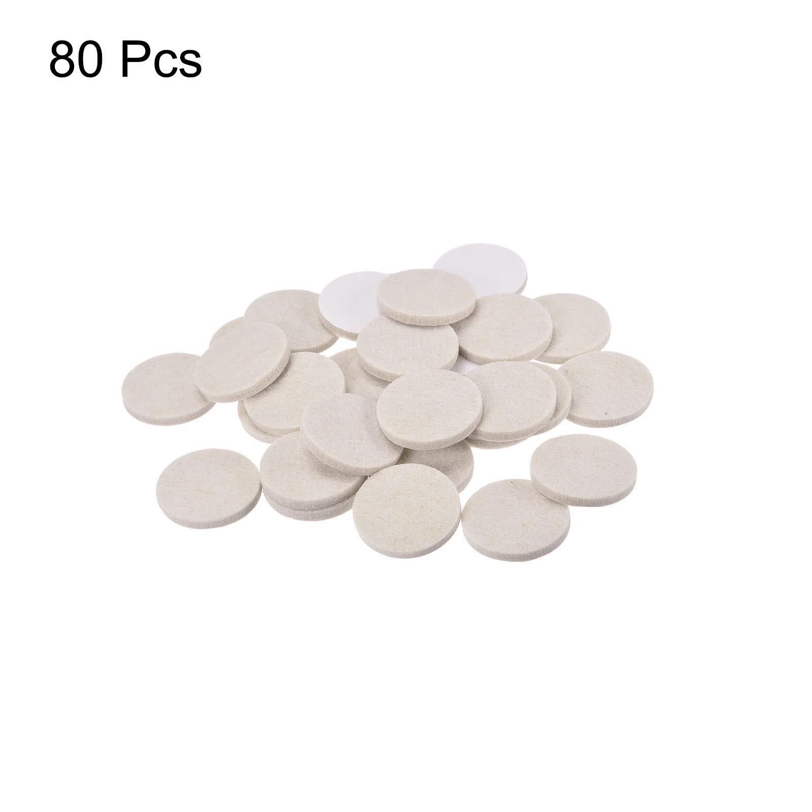uxcell 38mm Self-Adhesive Felt Furniture Pads - 80 Pack Non-Slip Round Floor Protectors for Cabinets, Chairs & Tables - Anti-Scratch Beige Felt Pads for Hardwood Floors & Furniture Protection