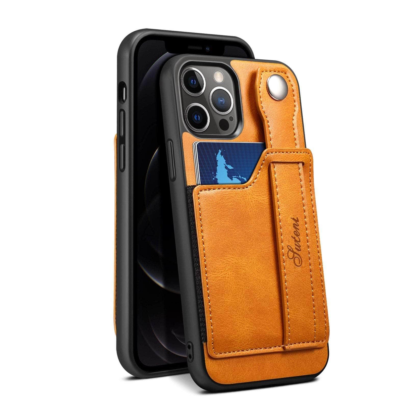 Premium Suteni Genuine Leather Case for iPhone 13 Pro - Slim Protective Cover with Card Slot | Perfect for Business Professionals & Everyday Use