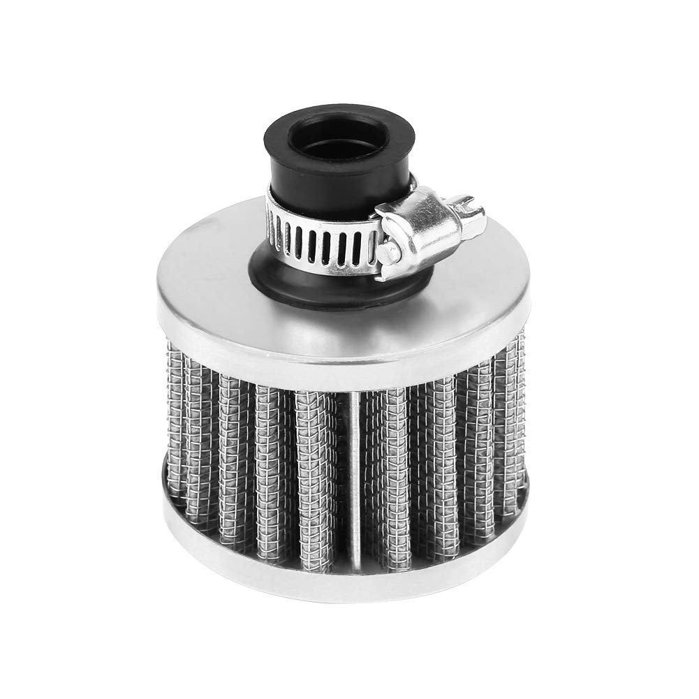 Universal Car Air Filter Kit - High Performance Cold Air Intake Filter, Crankcase Vent Breather Cover (Silver) | Compatible with Most Vehicles | Improves Engine Airflow & Fuel Efficiency | Ideal for Car Modifications, Racing & Off-Road Use