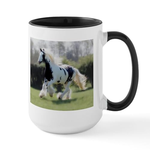 White/Black Inside - Gypsy Horse Mare Large Mug