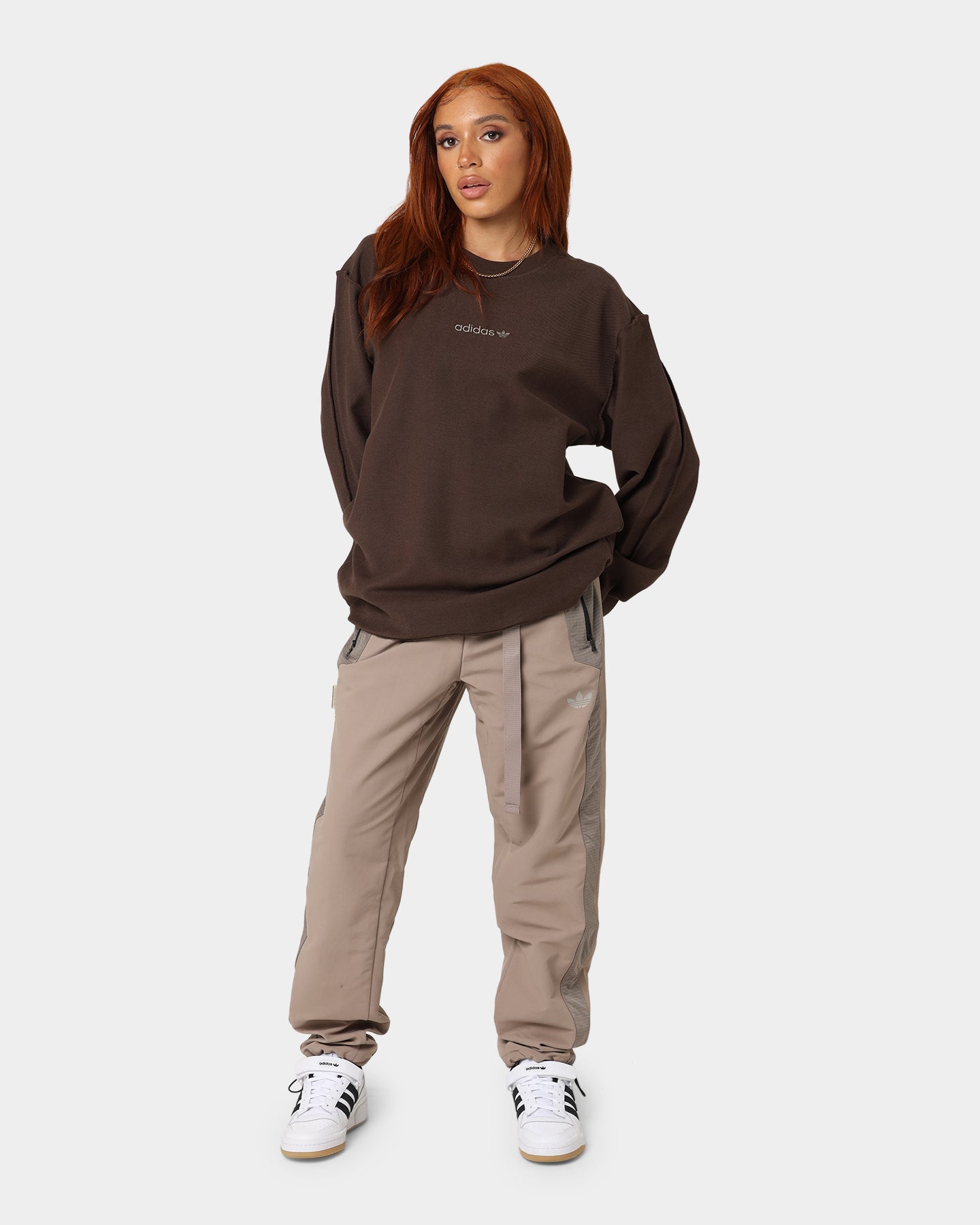 Adidas Loopback Crewneck Sweatshirt for Men - Soft Brown Cotton Pullover for Casual Wear & Street Style