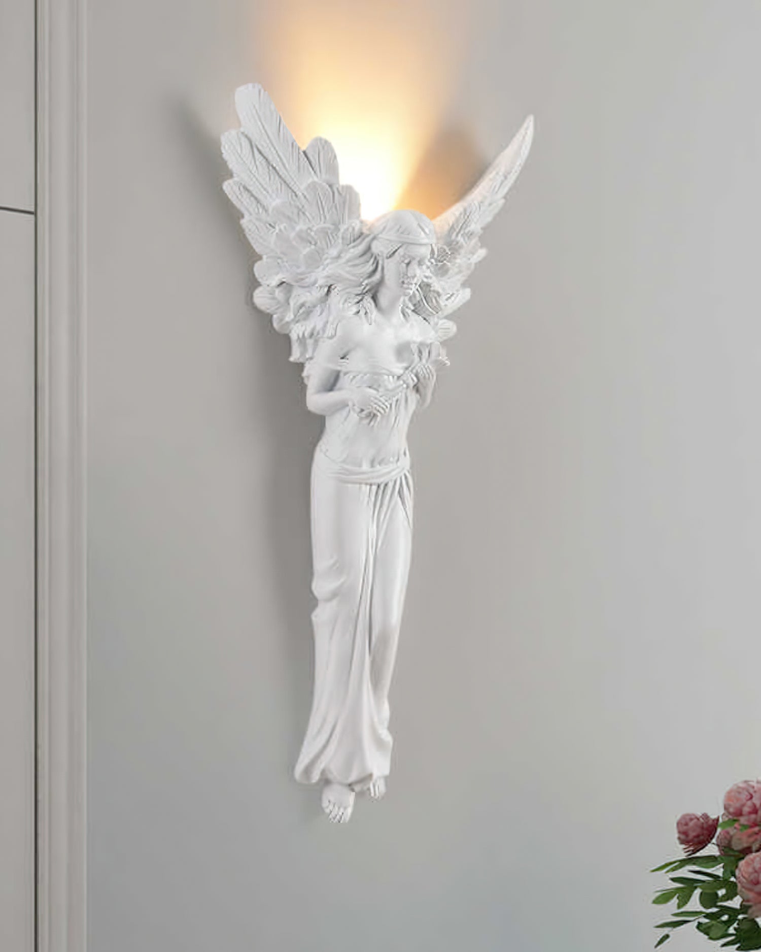 Angel Resin Wall Lamp - Elegant Decorative Lighting for Bedroom, Living Room & Hallway - Perfect for Home Decor & Ambient Lighting