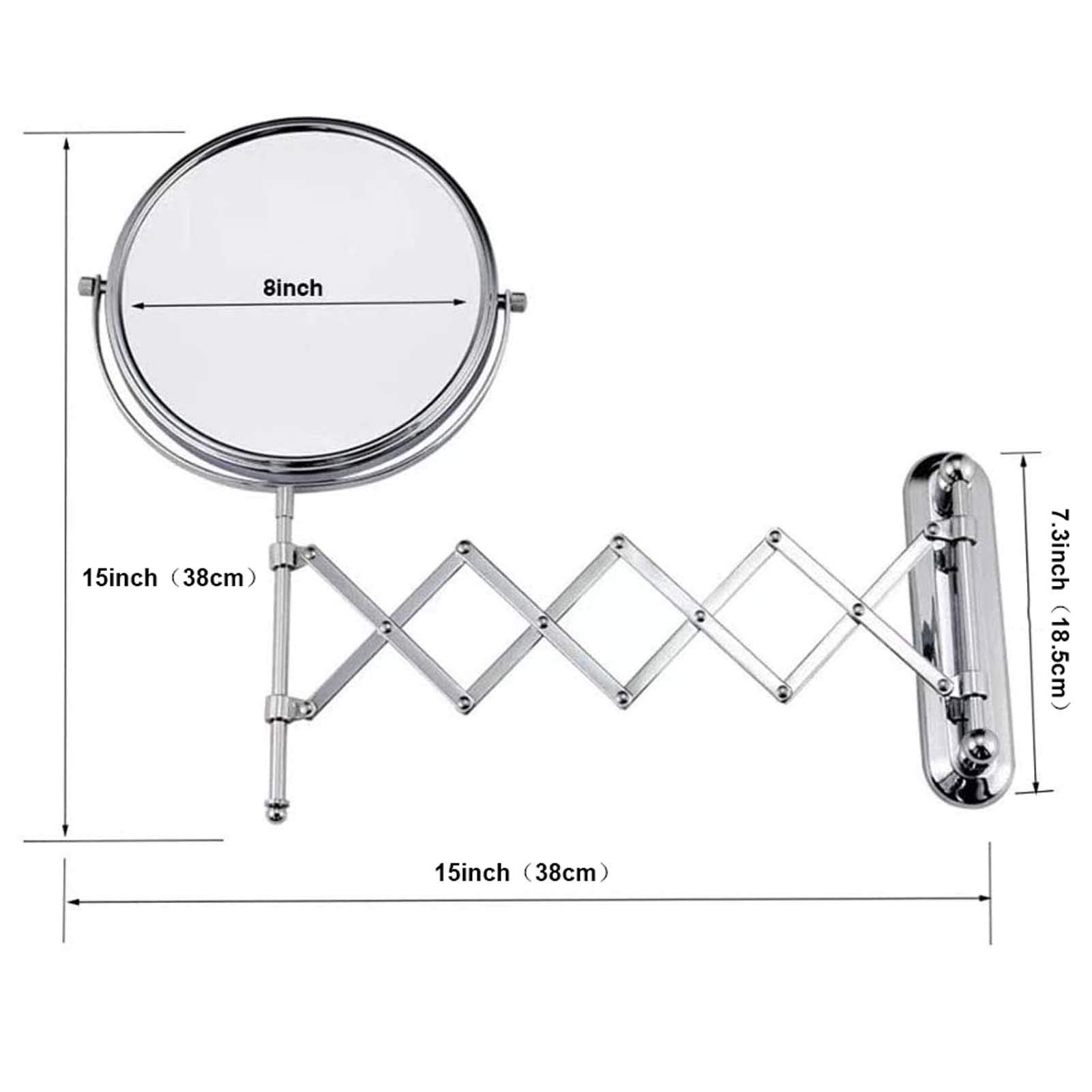 10x Magnification Wall Mounted Makeup Mirror - 8 Inch Round Double-Sided Swivel Bathroom Mirror with 15 Inch Extension - Perfect for Vanity, Dressing Room & Bathroom Makeup Application