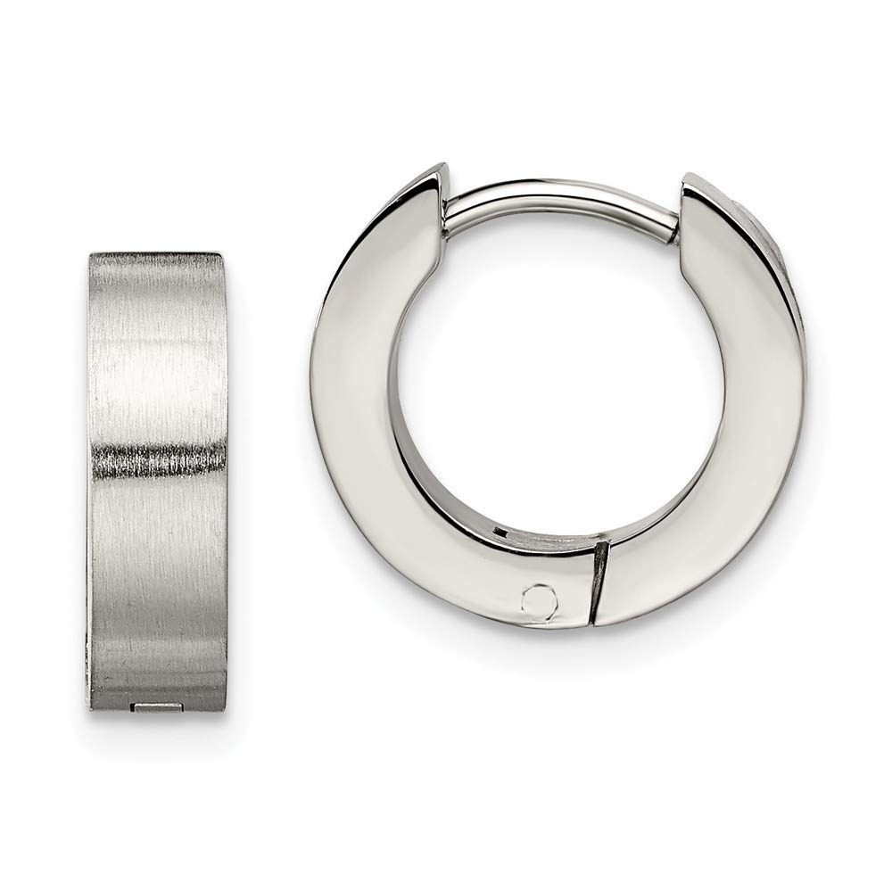 Stainless Steel Hoop Huggie Earrings - 10mm x 4mm Brushed Round Hinged Design for Women | Hypoallergenic & Tarnish-Free | Perfect for Everyday Wear, Work, and Special Occasions