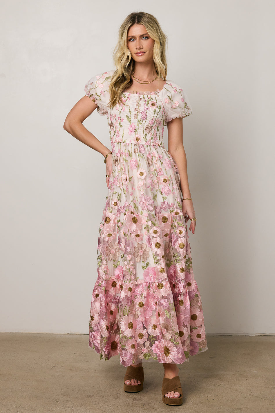 August Floral Maxi Dress - Women's Summer Boho Flowy Long Dress with Pockets | Perfect for Beach Vacations, Weddings & Outdoor Parties