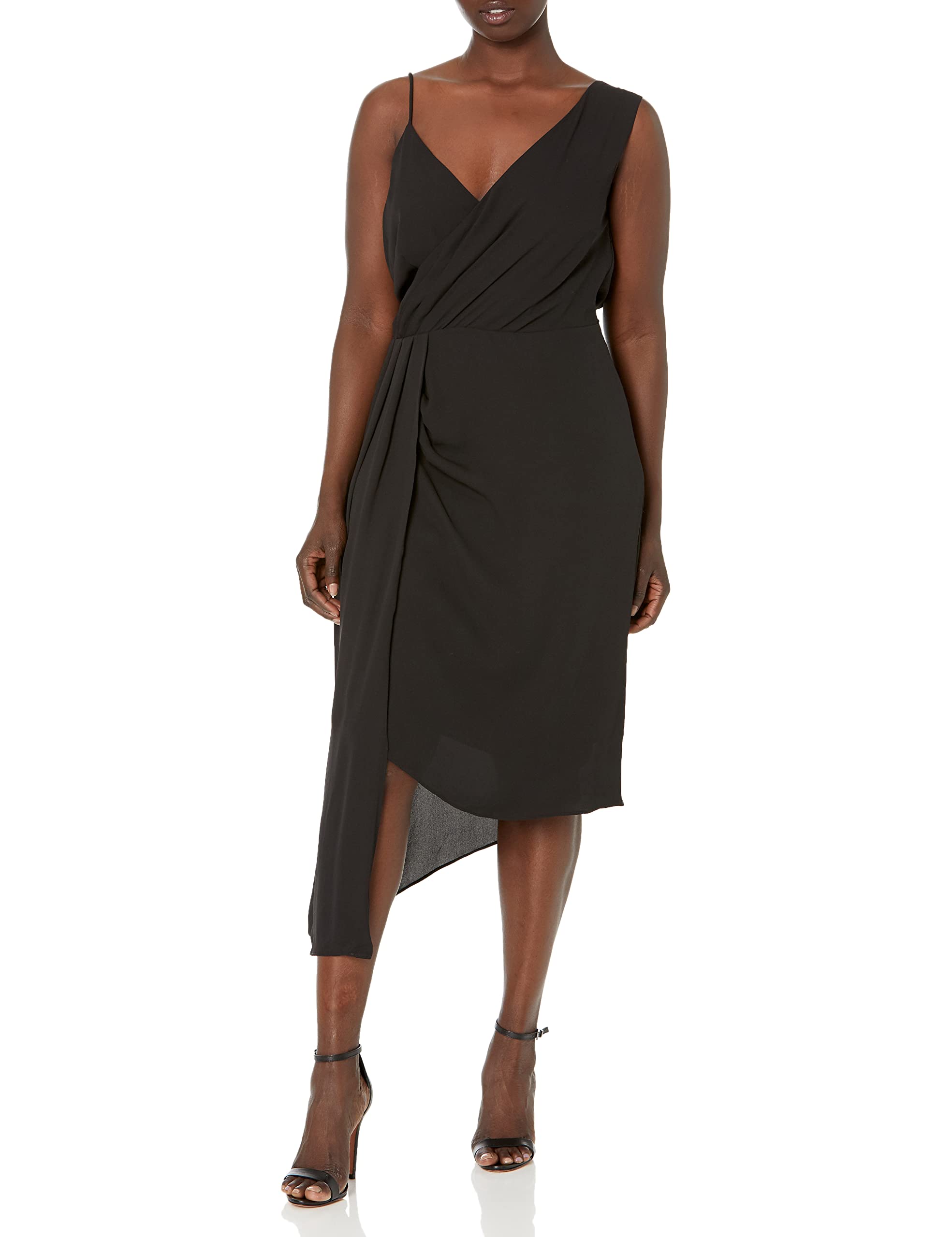Keepsake The Label Women's Asymmetric Draped Sleeveless Midi Dress - Elegant Cocktail Party & Wedding Guest Outfit