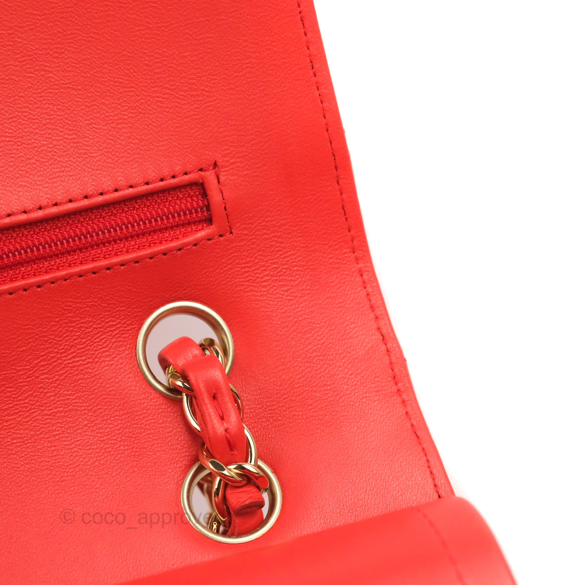 Chanel Classic Medium Flap Bag - Chevron Red Lambskin Leather with Gold Hardware | Luxury Designer Handbag for Women | Perfect for Date Night, Parties & Special Occasions