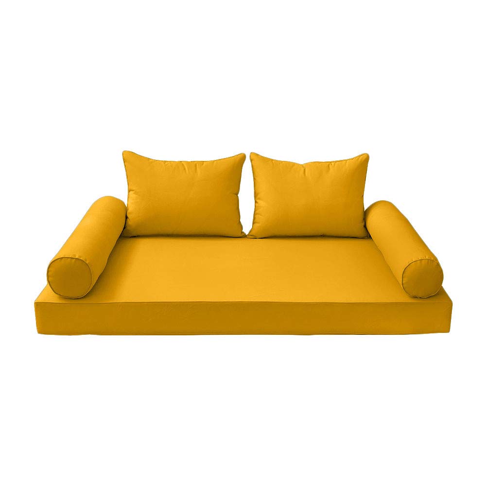 Prolinemax Outdoor Style 4-Piece Daybed Set - Fitted Sheet, Bolster Pillow & Piped Trim Cover | Waterproof & Durable | Perfect for Patio, Sunroom or Poolside Lounging