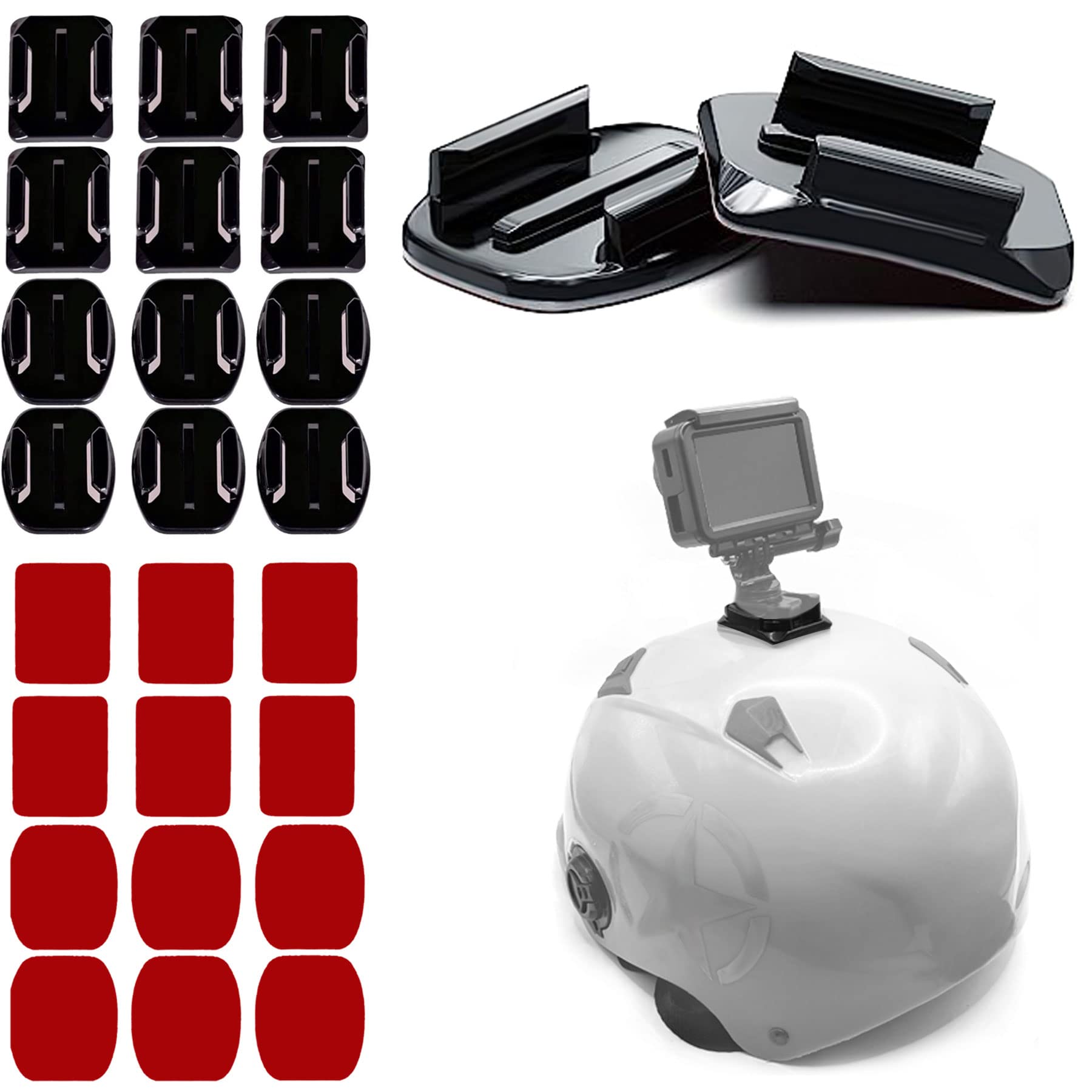 GoPro Hero Series Helmet Adhesive Mounts 12-Pack - 3M Flat & Curved Sticky Mounts for DJI, OSMO Action Cameras - Perfect for Cycling, Skiing, Motorcycling & Extreme Sports