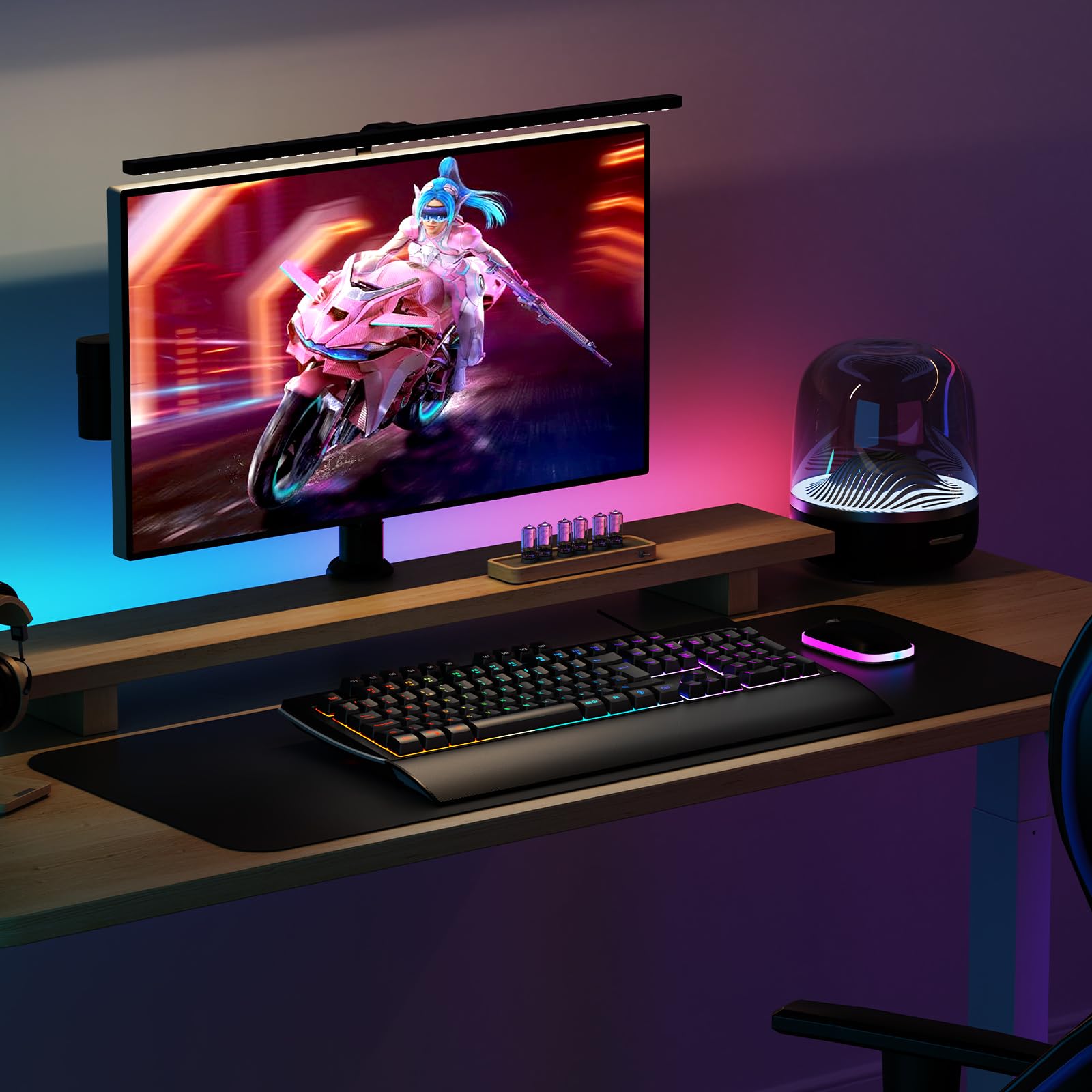 OMOTON RGB Gaming Keyboard with Wrist Rest - Ergonomic Silent USB Keyboard for PC Gaming & Office Work