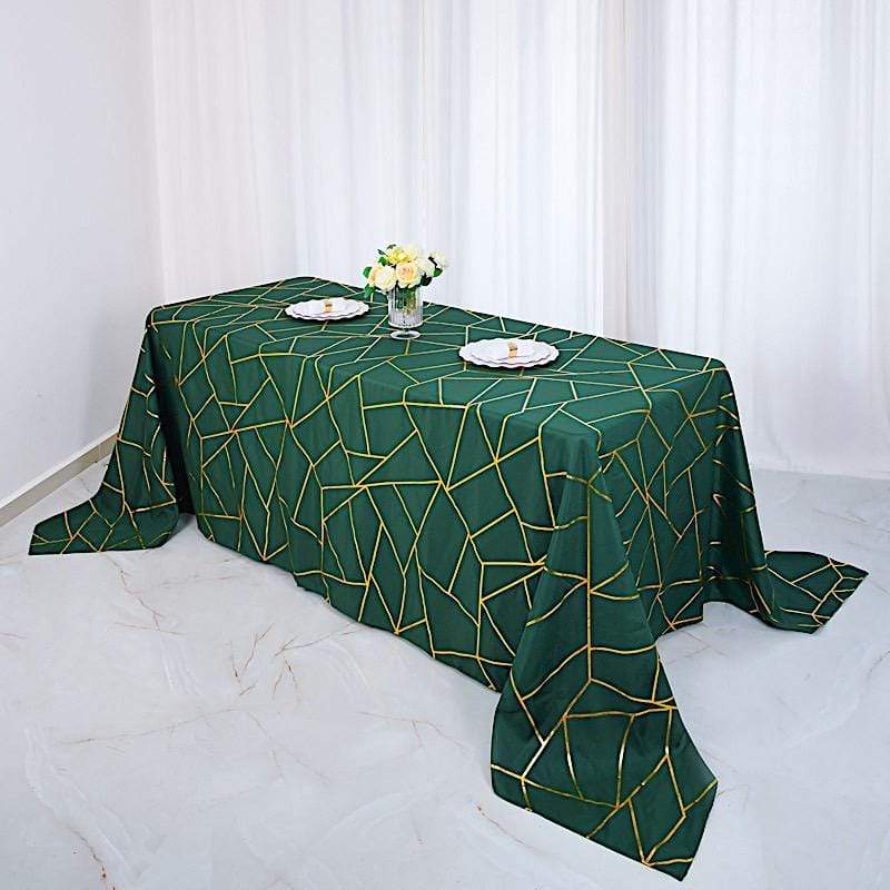 90x156 Inch Polyester Rectangular Tablecloth with Metallic Geometric Pattern - Elegant Dining Table Cover for Weddings, Parties & Home Decor