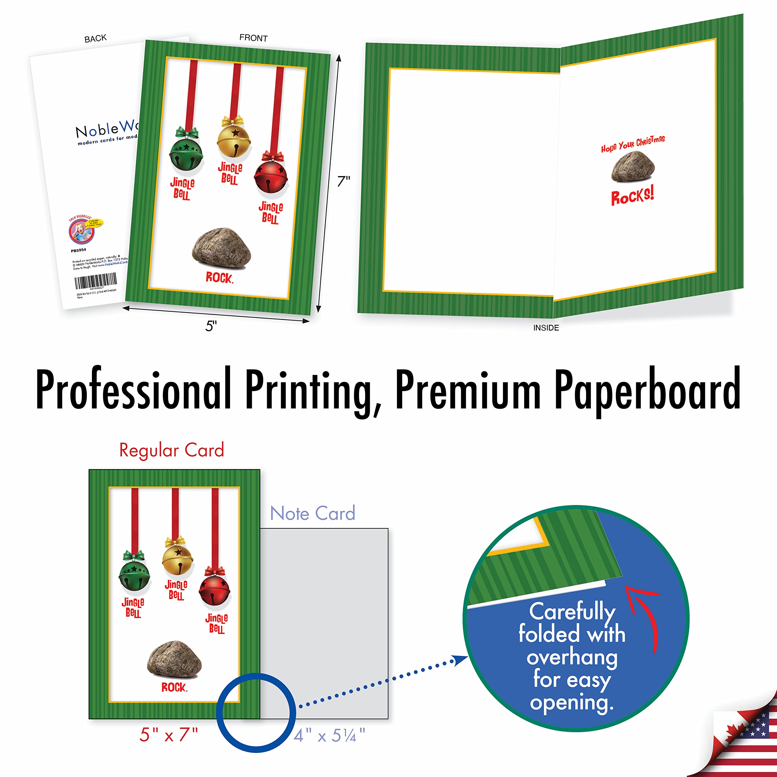 12 Pack Funny Christmas Greeting Cards with Envelopes - Humorous Holiday Cards for Men & Women - Jingle Bell Rock Design B5954 | Perfect for Office Parties, Family Gatherings & Secret Santa Exchanges