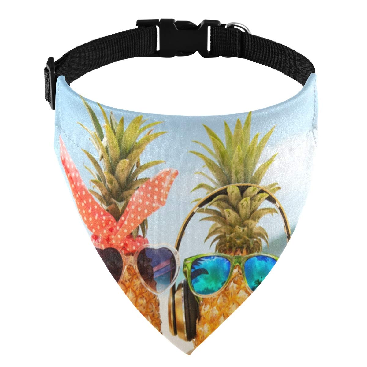 Adjustable Dog Bandana Collar with Buckle - Breathable Pineapple Pattern Triangle Scarf for Dogs & Cats - Detachable Puppy Kerchief for Beach & Summer Decor - Perfect for Outdoor Adventures & Pet Fashion Accessories