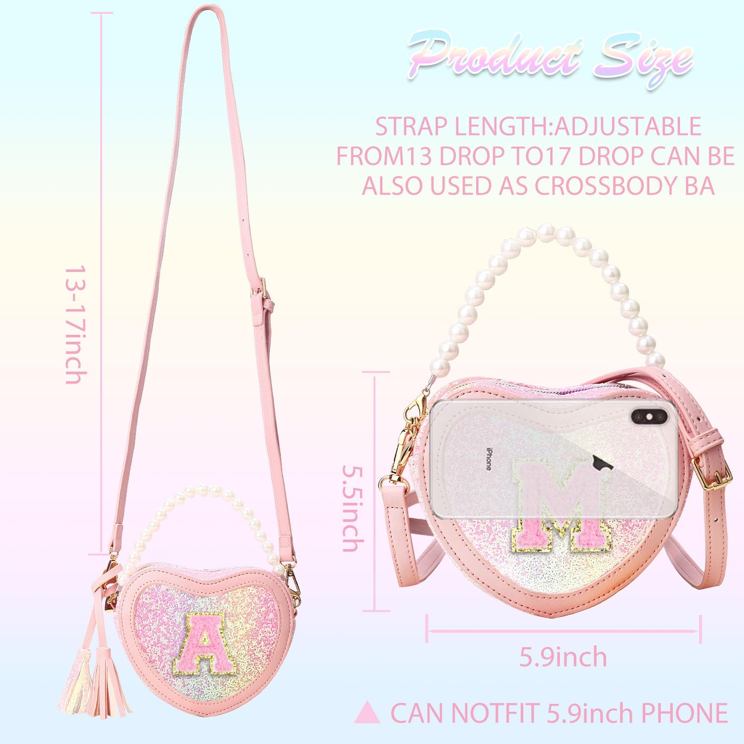 Cute Heart-Shaped Crossbody Bag for Toddler Girls - Perfect Birthday Gift, Kids Purse with Adjustable Strap for Play & Dress-Up | Ideal for Parties, School & Pretend Play