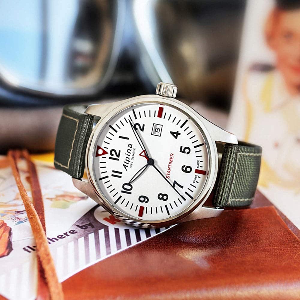 ALPINA STARTIMER PILOT Quartz Men's Watch AL 240S4S6 - Swiss Aviation-Inspired Timepiece for Business & Travel