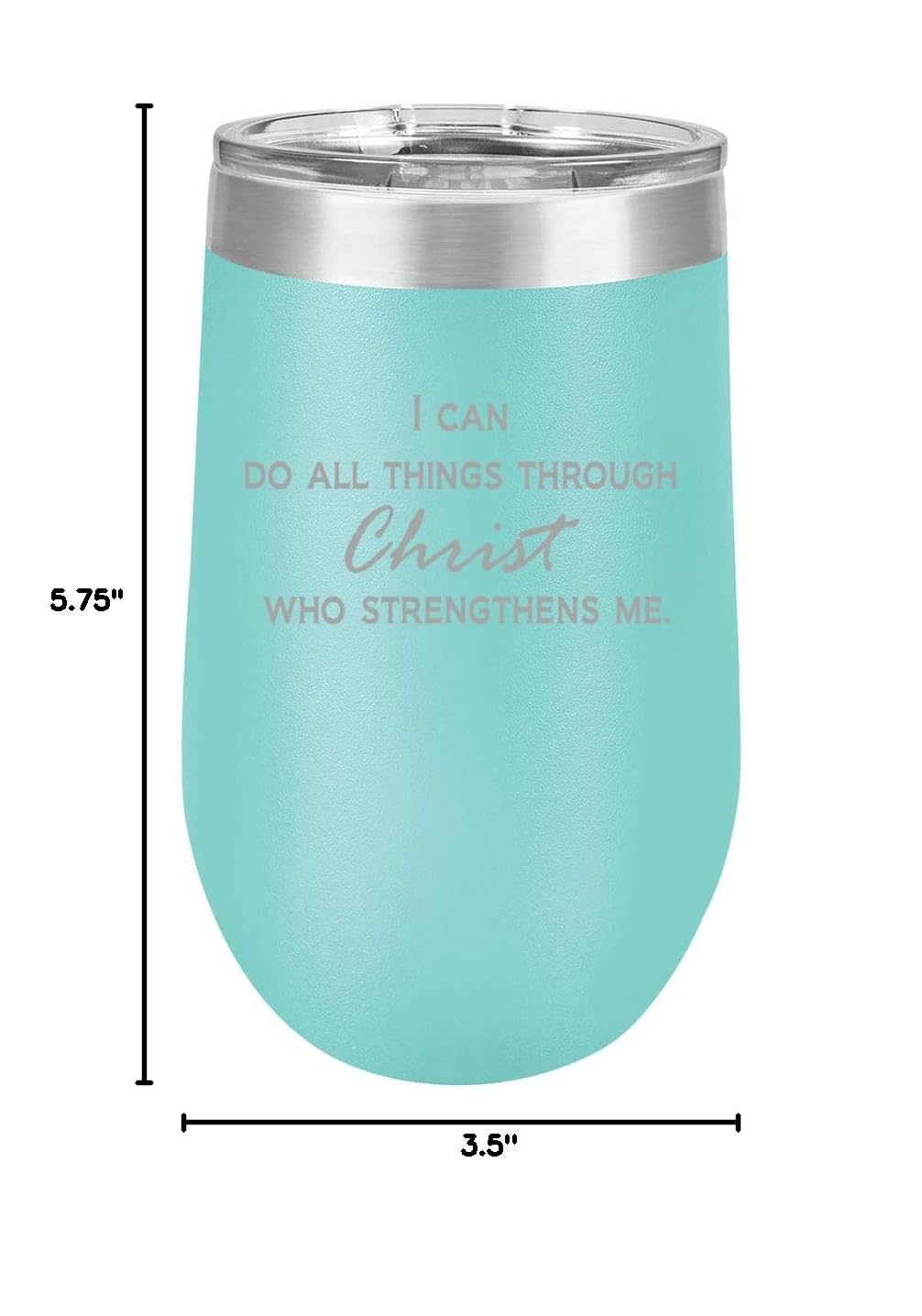 16 oz Double Wall Vacuum Insulated Stainless Steel Wine Tumbler with Lid - Stemless Coffee Travel Mug for Hot & Cold Drinks - Motivational Quote 