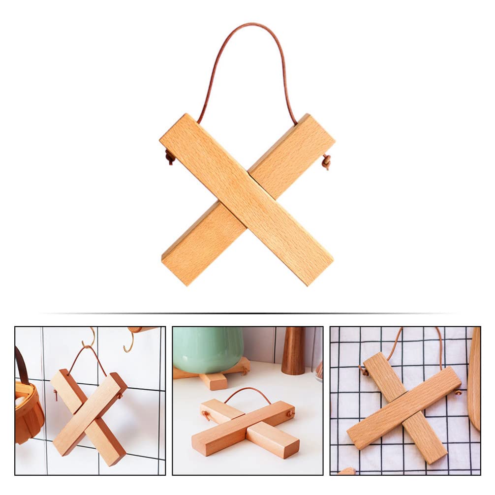 Cabilock Beech Wood Potholders - Heat Resistant, Anti-Scalding, Non-Slip Kitchen Mat for Pots & Pans - Perfect for Dining Table, Countertop Protection & Hot Dish Serving - Set of 2 Durable Placemats for Home & Restaurant Use