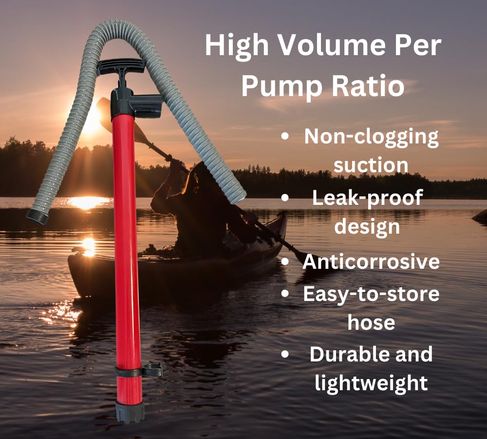 SeaSense Manual Hand Bilge Pump - Portable Marine Water Pump for Boats, Kayaks, and Canoes | Emergency Water Removal for Flooding & Leaks
