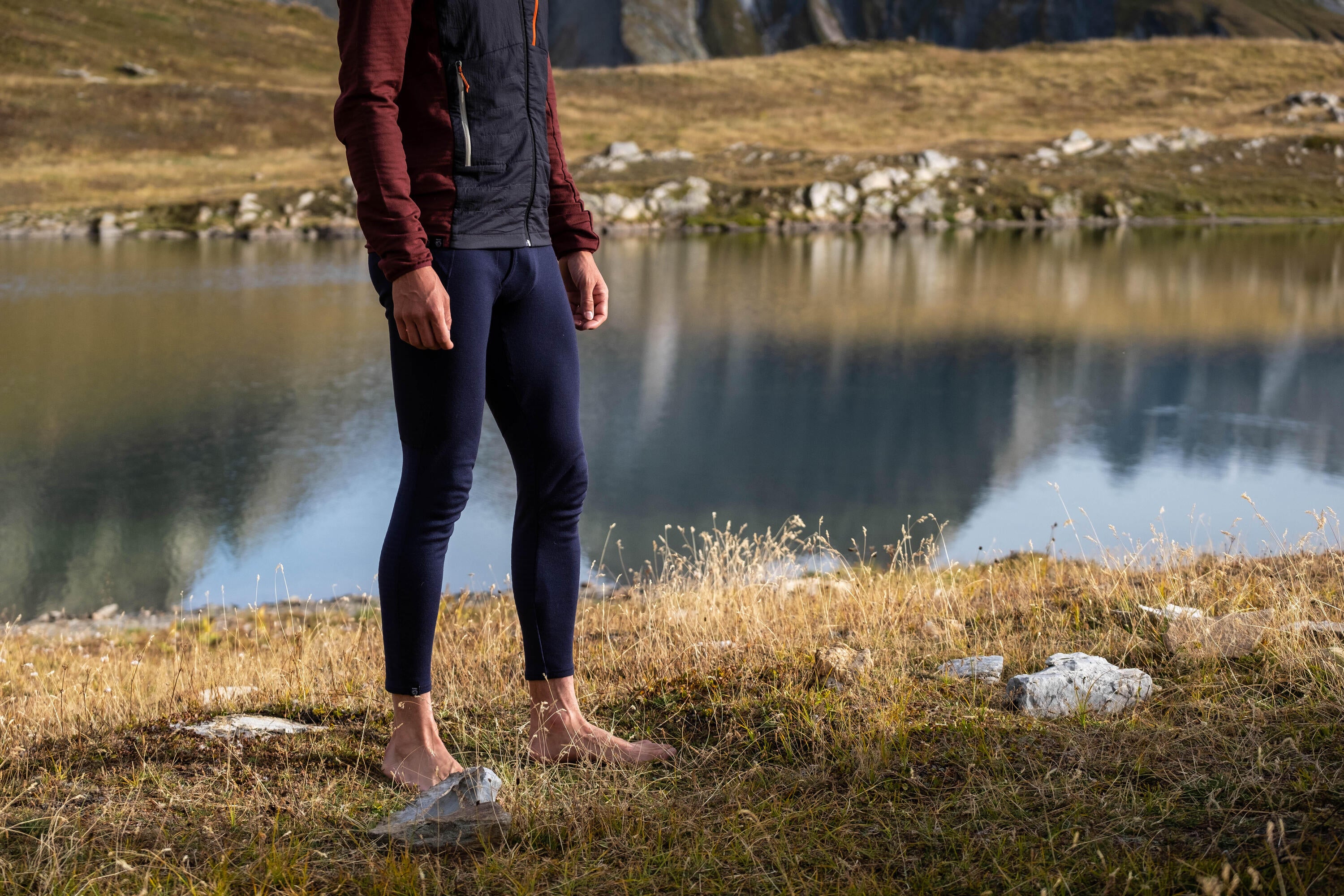 Forclaz Men's MT900 Mountain Backpacking Merino Wool Base Layer Tights - Warm Thermal Leggings for Hiking, Camping & Outdoor Adventures