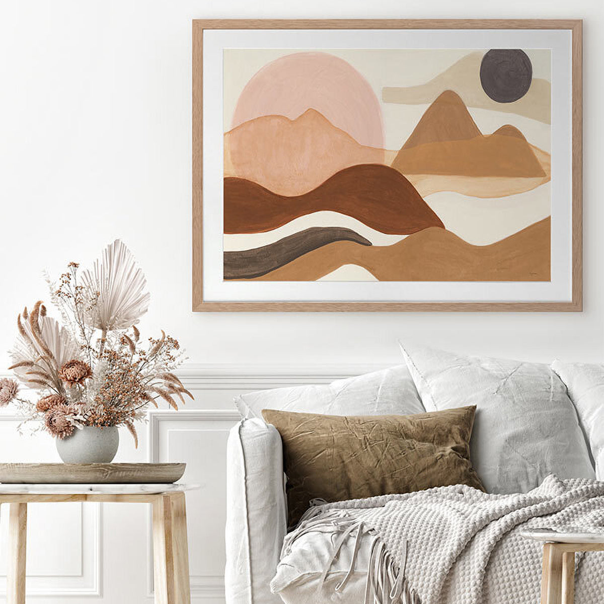 Adobe Boho Landscape Art Print - Southwestern Desert Wall Decor for Living Room, Bedroom & Office | Unique Handmade Canvas Painting