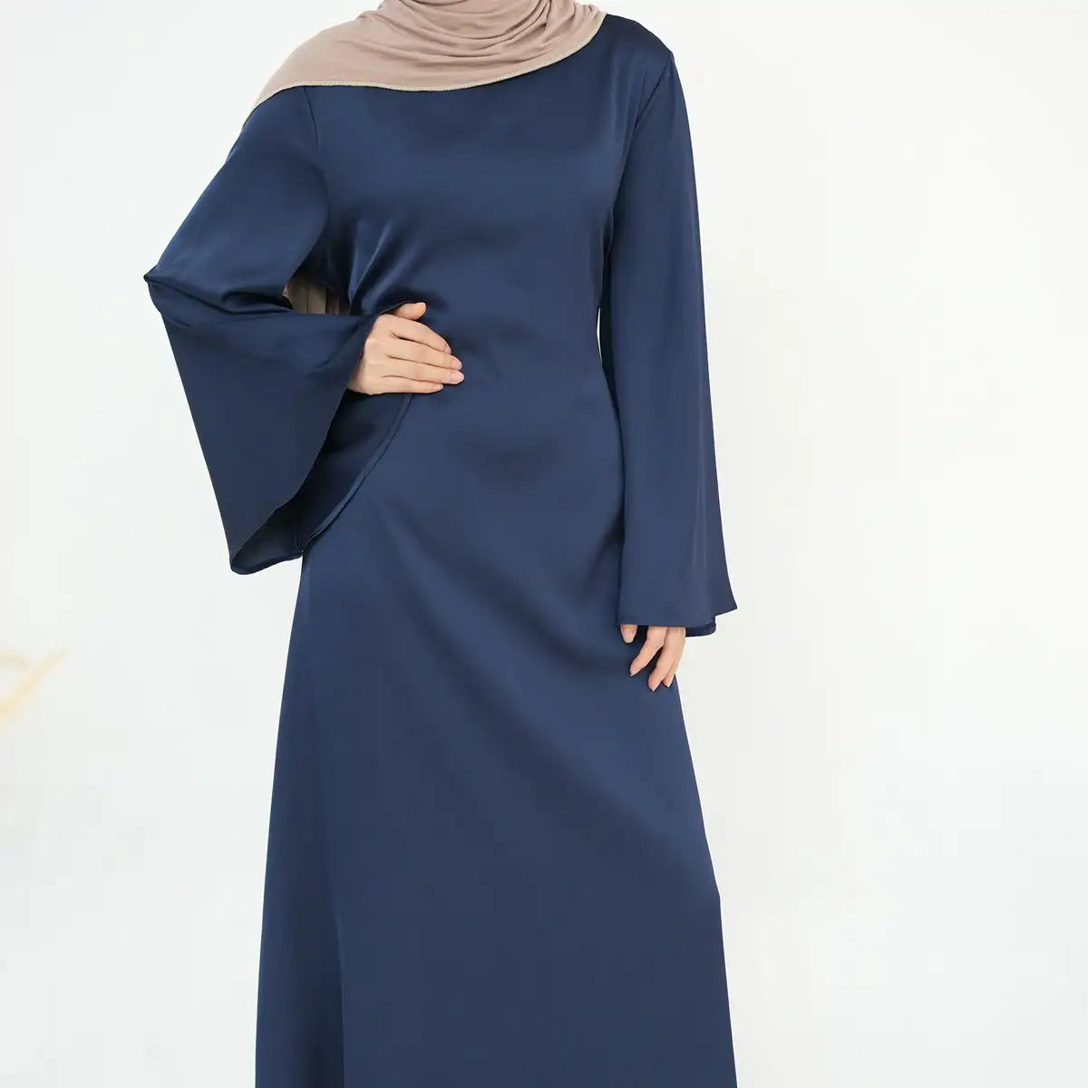 Adjustable Belt Satin Abaya Dress for Women - Modest Islamic Prayer Dress with Comfortable Fit - Perfect for Eid, Ramadan, and Special Occasions