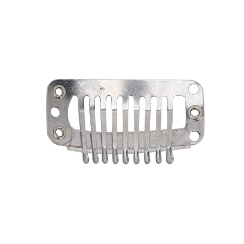 40pcs 1.3 Inch Dark Brown Wig Clips with 9 Teeth - Metal Snap Clips for Hair Extensions, Includes Thread & Needles (Silver) - Perfect for Securing Wigs, Weaves & Hairpieces at Home or Salon